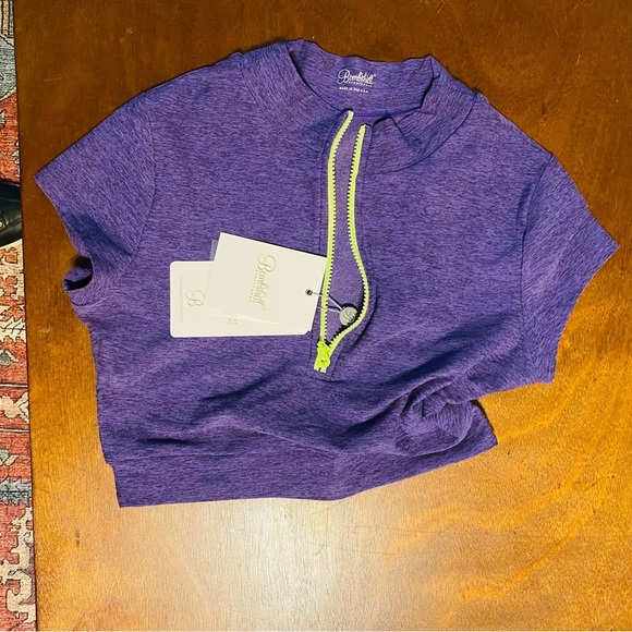 New Bombshell Sportswear Iris Purple Neon Crop Zip up Top Workout Athleisure NWT - Picture 5 of 8